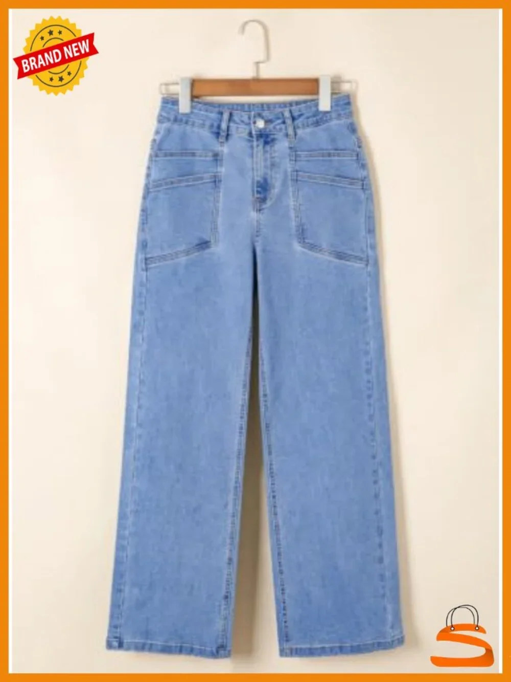 High Waisted Wide Leg Baggy Stretchy Jeans with Pockets
